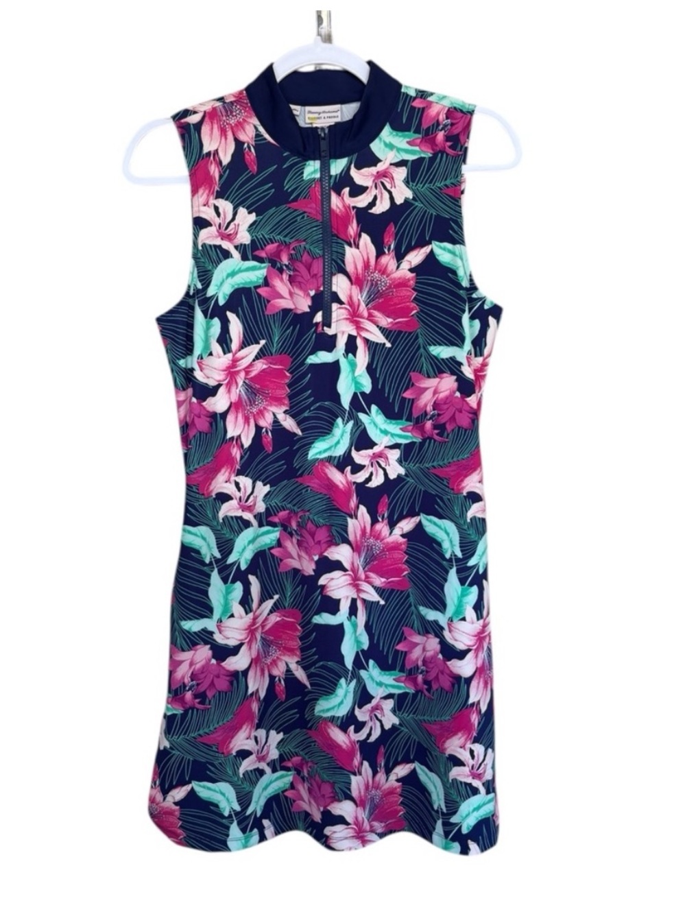 Tommy Bahama Racquet & Paddle Floral Print Dress Size M With Pockets - Picture 3 of 6